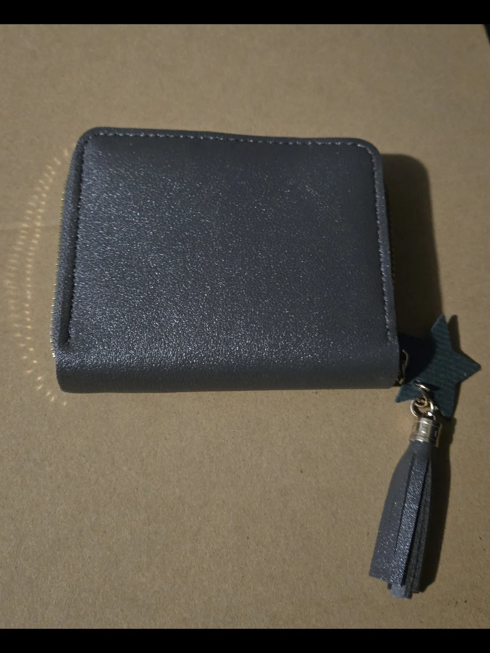 New Dark Metallic Grey Floral Zip Wallet with Gold Hardware